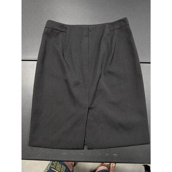 Ann Taylor Black Stretch WOOL Career Sheath Skirt Button Zip Up Back Women's Siz - Picture 2 of 6